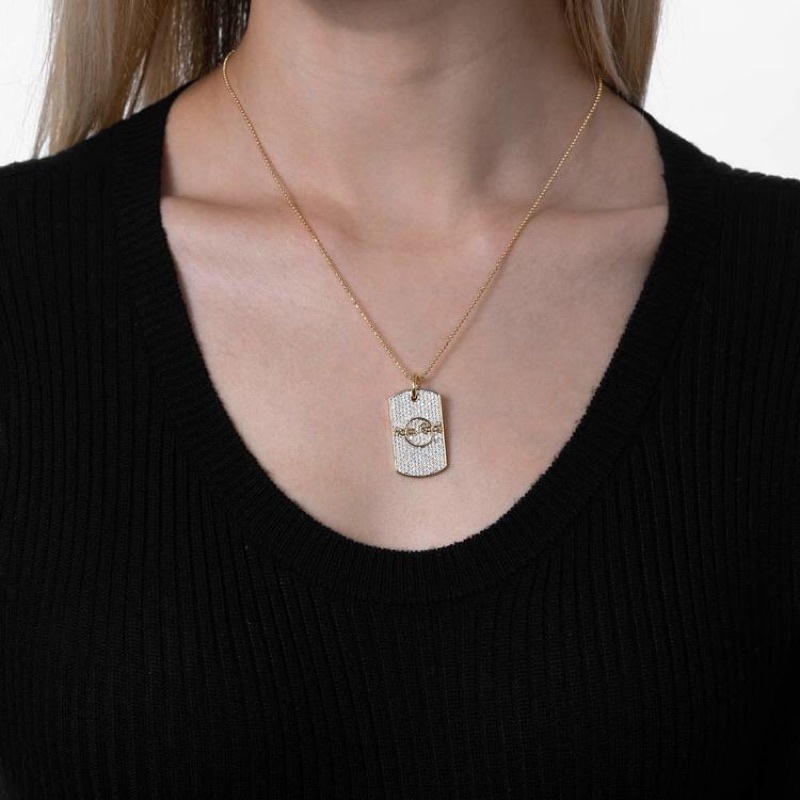 HRC Hard Rock Cafe Rhinestone Gold Tag สร้อยคอสร้อยคอ