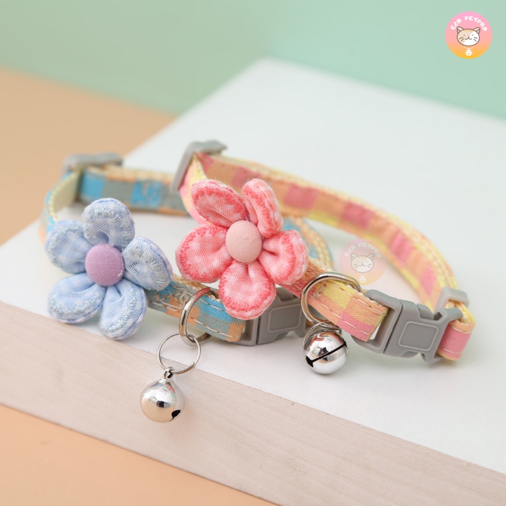 ปลอกคอแมว ปลอกคอสุนัข ปลอกคอดอกไม้4สีน่ารัก พร้อมกระดิ่ง รูปที่ 5
