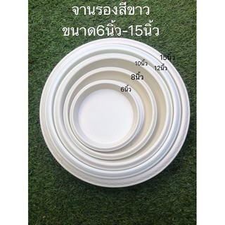 ถาดรองกระถางต้นไม้(สีขาว)6-15นิ้ว