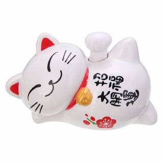 1pc New Solar Powered Lucky Maneki Neko Waving Beckoning Fortune Cat Car Decor