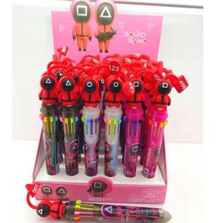 ปากกาลูกลื่น10สี ปากกาการ์ตูน แฟนซี น่ารัก เครื่องเขียนนักเรียน Squid Game 10 Color Kawaii Ballpoint Pen Cute Cartoon Gel Pen Student Stationery Birthday gift