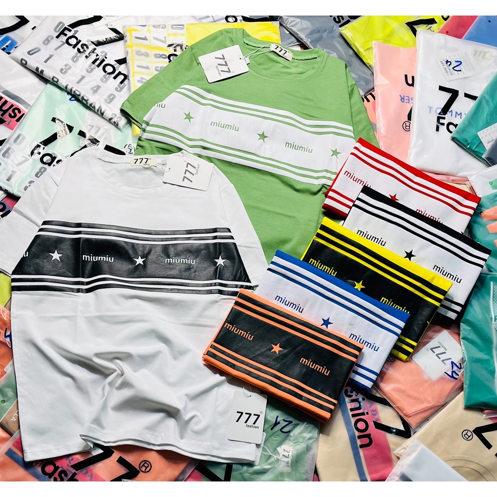 เสื้อยืดผ้าฝ้ายตัวอักษรหลวมปักตัวอักษรในการออกแบบต่างๆ 777 สําหรับผู้หญิง (REAL PHOTOS+VIDEO OF THE 