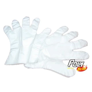 Poly-Brite โพลี-ไบรท์ ถุงมือพลาสติก HDPE (100 ชิ้น/ซอง) อเนกประสงค์ สัมผัสอาหาร ใช้แล้วทิ้ง