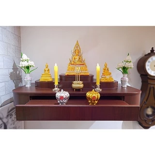 หิ้งพระติดผนัง สไตล์โมเดิร์น Size L สำหรับพระ 3 องค์ วัสดุบิ้วอิน