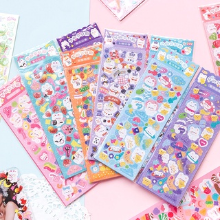 Mohamm สติกเกอร์ ลายการ์ตูน Kawaii สีรุ้ง 2 แผ่น