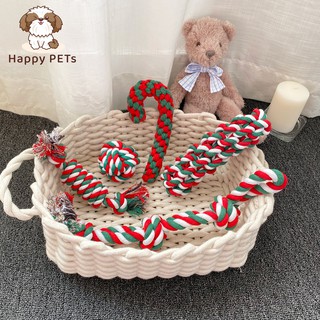 Happy PETs ของเล่นสุนัข เซ็ท คริสมาส เชือกช่วยขัดฟัน ของเล่นหมา เชือกของเล่นสุนัข