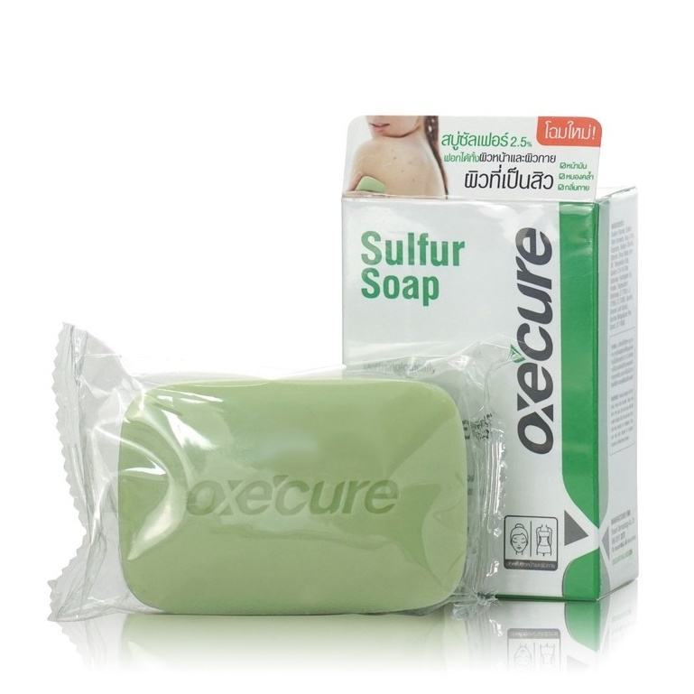 Oxe Cure Sulfur Soap อ๊อกซีเคียว สบู่ สบู่ซัลเฟอร์ สำหรับผิวหน้า และ ผิวกาย ลดสิว ความมันส่วนเกิน ขนาด 30 กรัม 05081