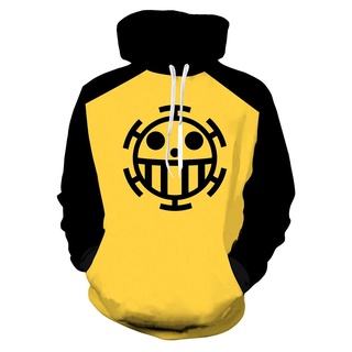 ใหม่ เสื้อกันหนาว เสื้อฮู้ดดี้ พิมพ์ลายอนิเมะ One Piece Trafalgar Law คอสเพลย์ สําหรับผู้ใหญ่ ทุกเพศ