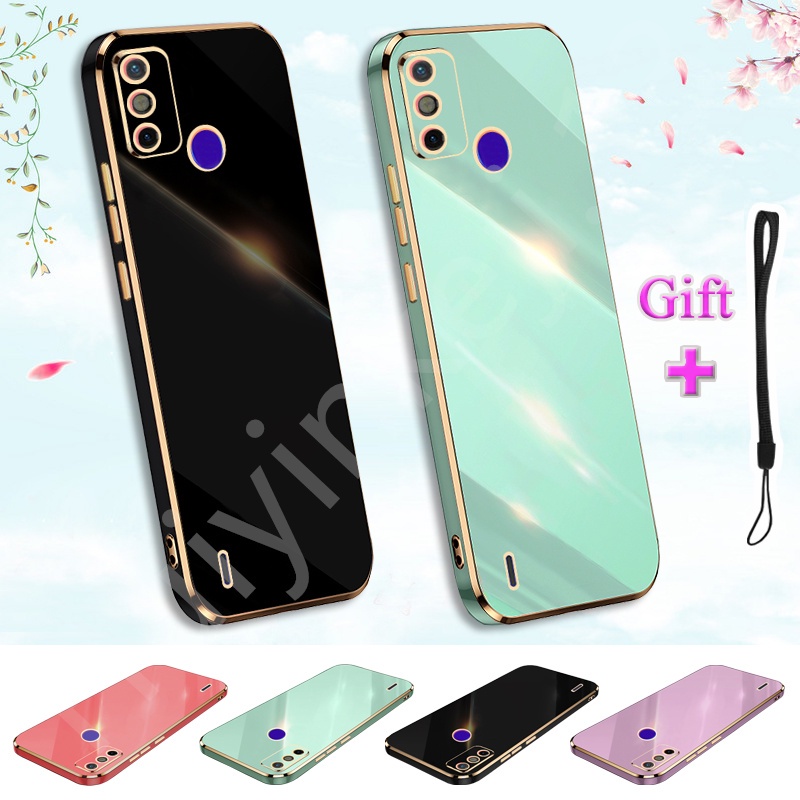 Gold Edge ชุบ Tecno Spark 6 Go KE5j KE5k กรณีซิลิโคน TPU การ์ตูนฝาครอบโทรศัพท์ Tecno Spark 6 Go KE5j