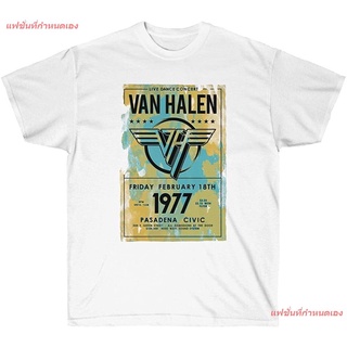 เสื้อยืดคอกลมแฟชั่นที่กำหนดเอง Van Halen Tour Pasadena 1977 Official Tee T-Shirt Mens Unisex แวนแฮเลน ​วงร็อค Van Halen