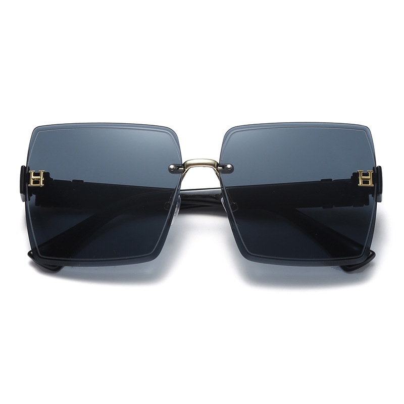 แว่นตากันแดดcool One Piece Designer Vintage Male Flat Top Sunglasses Men Brand Black Square 