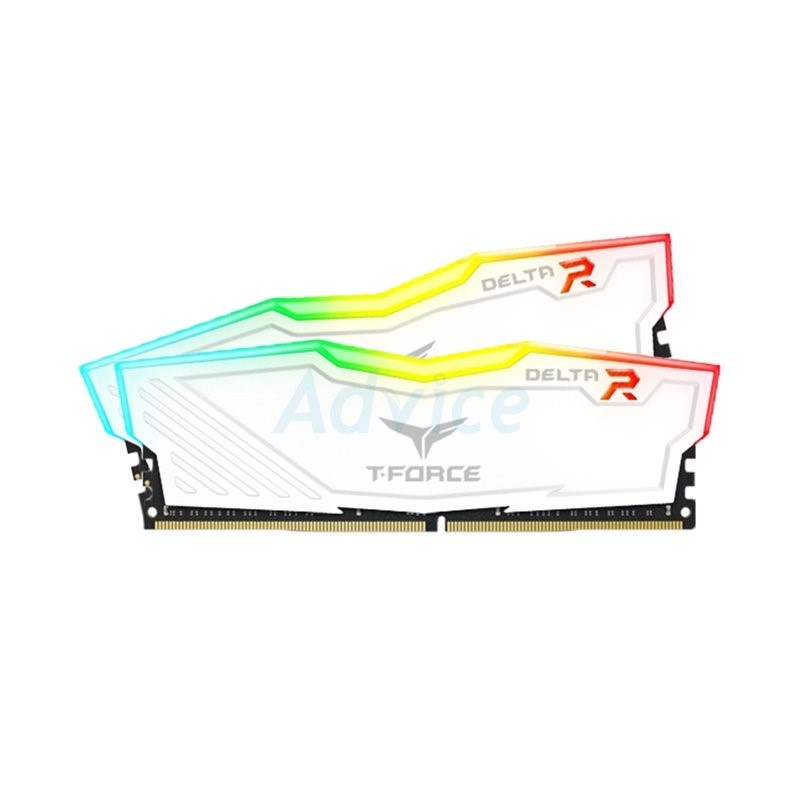 RAM DDR4(3600) 32GB (16GBX2) TEAM DELTA RGB WHITE แรมคอมพิวเตอร์ PC ประกัน LT.