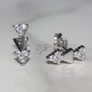 ต่างหูเงินแท้ 925 ประดับพลอยCZ Earring Silver 925 With Cubic Zirconia-(E27180248)