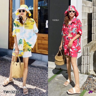 Set 3 ชิ้น เสื้อเชิ้ตโอเวอร์ไซส์ อมีกระเป๋าด้านหน้าทั้งสองข้าง มาคู่กับกางเกงขาสั้น มีกระเป๋าข้างทั้งสองข้าง
