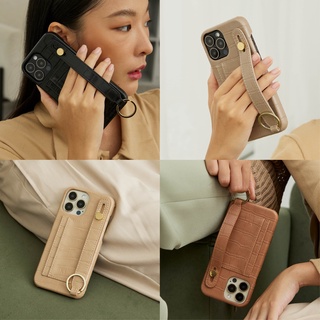 (โค้ด8MUSE65ลด65.-)(13 series)MUSE Hand Strap Card Holder Phone Case EARTH Tone