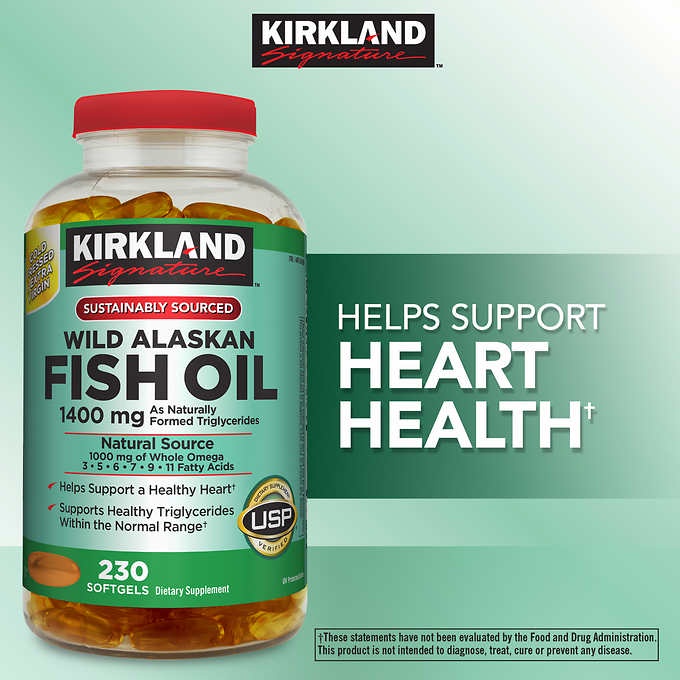 Kirkland Signature Wild  Fish Oil น้ำมันปลาอลาสก้า 1400 มก ขนาด 230 ซอฟท์เจล สกัดเย็น