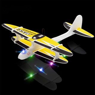 เครื่องบินโฟม Plane toys บินได้ มีแสงสวยงาม  hand-throw aircraft electric assembled Glider Aviation