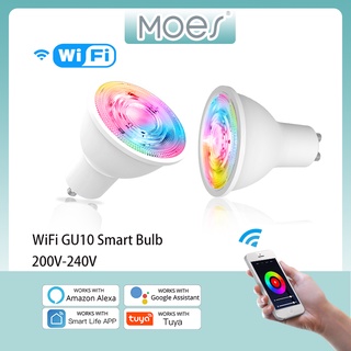 Moes Tuya ZigBee GU10 หลอดไฟอัจฉริยะ LED RGB C+W 5W หรี่แสงได้ ควบคุมผ่านแอปพลิเคชัน พร้อม Alexa Google