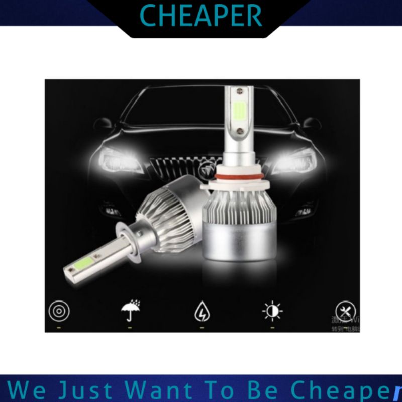 1 คู่ x2pcs C6 H7 LED H11 H4 Hi/Lo H1 H3 H8 HB1 HB3 HB4 HB5 H10 HIR2 H13 H16 H27 Kereta COB ไฟหน้าหล