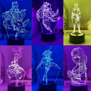 【Genshin Impact】Night Lights Lamp Led Remote Cartoon Beelzebul Eula Kokomi Thoma Figure Lighting Xmas Gift Accessories