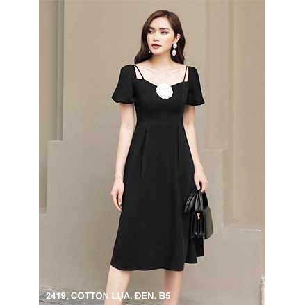 MYDU SHOP MS 2419 SQUARE NECKLACE FLOWER DRESS