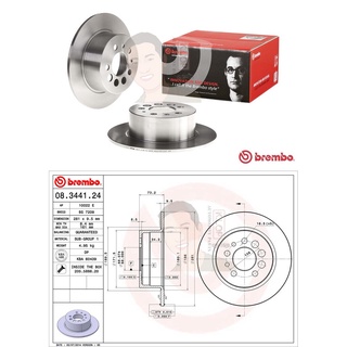 08 3441 24 จานเบรค ล้อ R (ยี่ห้อ BREMBO) รุ่น Std VOLVO 740 / 760 / 940 / 960 ปี1981-1998