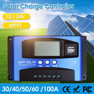 Solar Charger Mppt 12V/24V MPPT โซล่าชาร์เจอร์ 30A/40A/50A/60/100A ชาร์จเจอร์โซล่าเซลล์