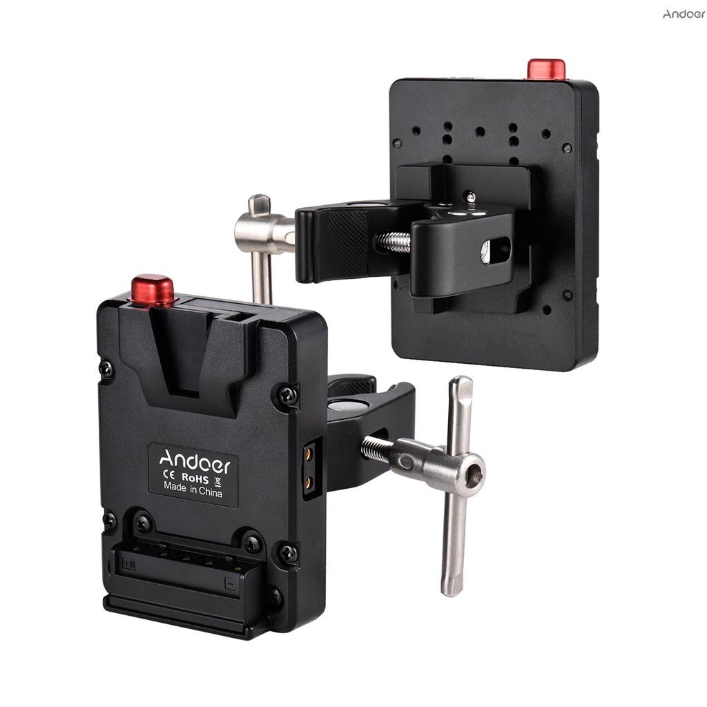 [ANTH] Andoer อะแดปเตอร์พาวเวอร์ซัพพลายแบตเตอรี่นาโน V-lock พร้อมคีมหนีบ สําหรับแบตเตอรี่ Mini V-mount