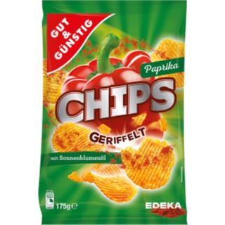 Gut &amp; Gunstig Chips Geriffelt Paprika 175g. กัท แอนด์ กุนสติก มันฝรั่งแผ่นหยัก 175 กรัม