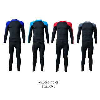 # L002+70-03 ชุดว่ายน้ำชายแขนยาวขายาว ทรง bodyfit คู่กับกางเกงขายาว กันยูวี ใส่ดำน้ำ ใส่ว่ายน้ำ ได้