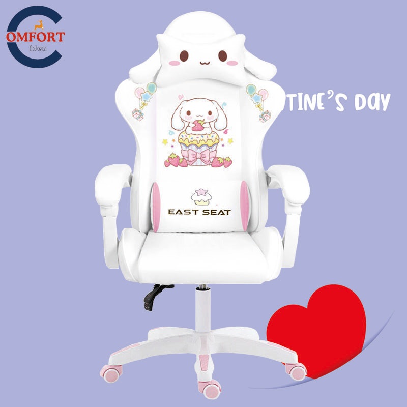 Gaming Girls Chair Live Rotating Chairs Lovely Pink Cute Cartoon Chairs Bedroom Comfortable Office Computer Seat