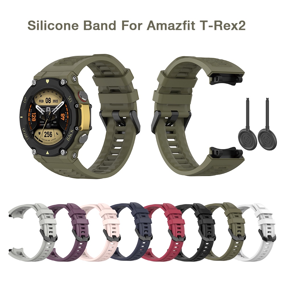 สายนาฬิกาข้อมือซิลิโคน ของแท้ สําหรับ Huami Amazfit T-Rex2 Smart watch Army green Black Amazfit T Re