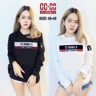 เสื้อยืดแขนยาว ปัก CC OO แขนจั้มเอวจั้ม ฟรีไซส์