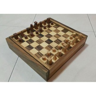 ชุดหมากรุกสากล CHESS SET AND BACKGAMMON WOODEN HOME OFFICE HANDMADE [ MODERN ]