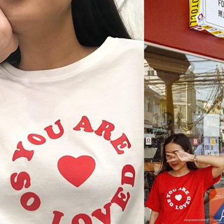 เสื้อยืดผ้าฝ้ายพิมพ์ลายคลาสสิก Morning  T-shirt YOU ARE SO LOVED oversize SML