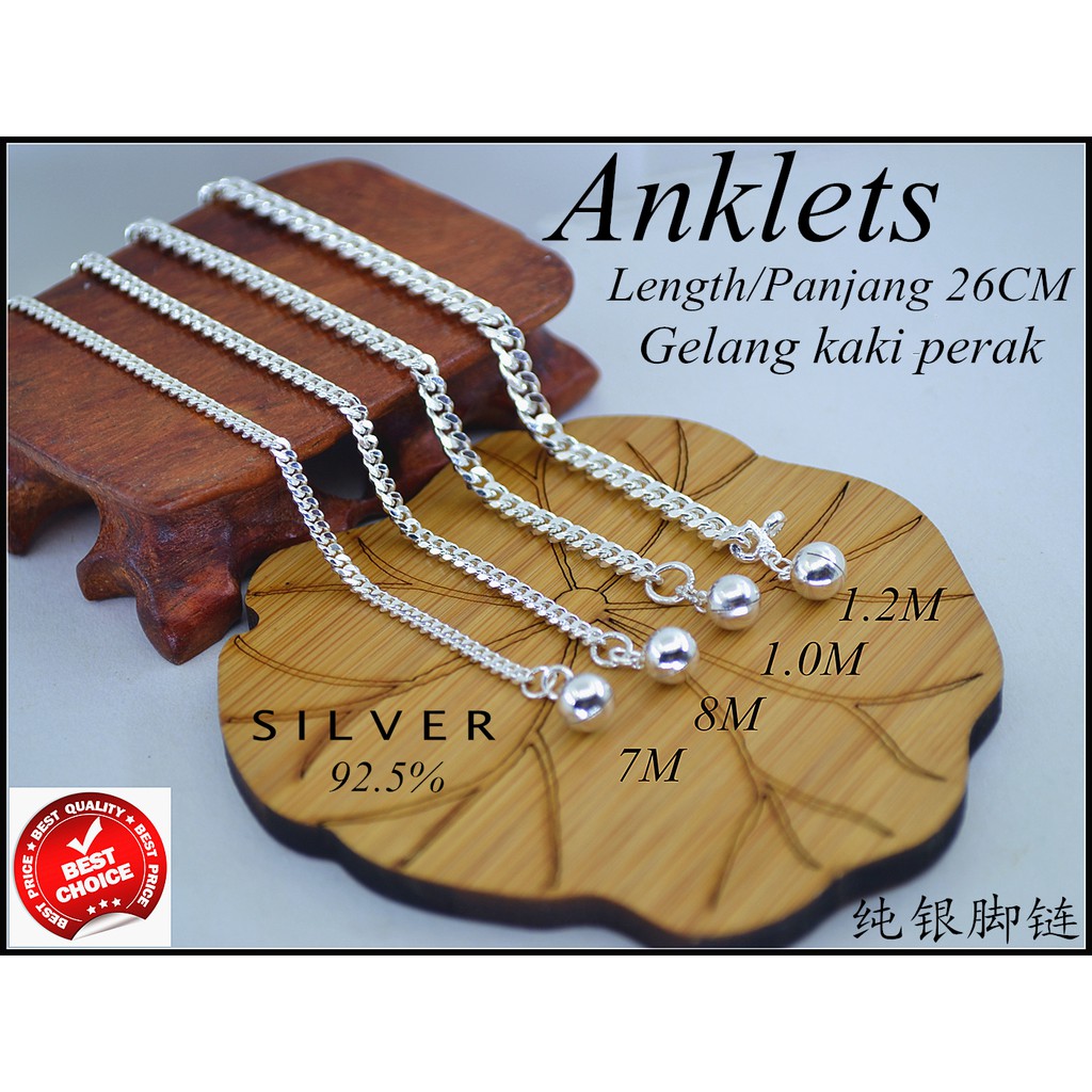 สร้อยข้อเท้าเงิน 925s (เหนียว脚链) Gelang kaki Perak