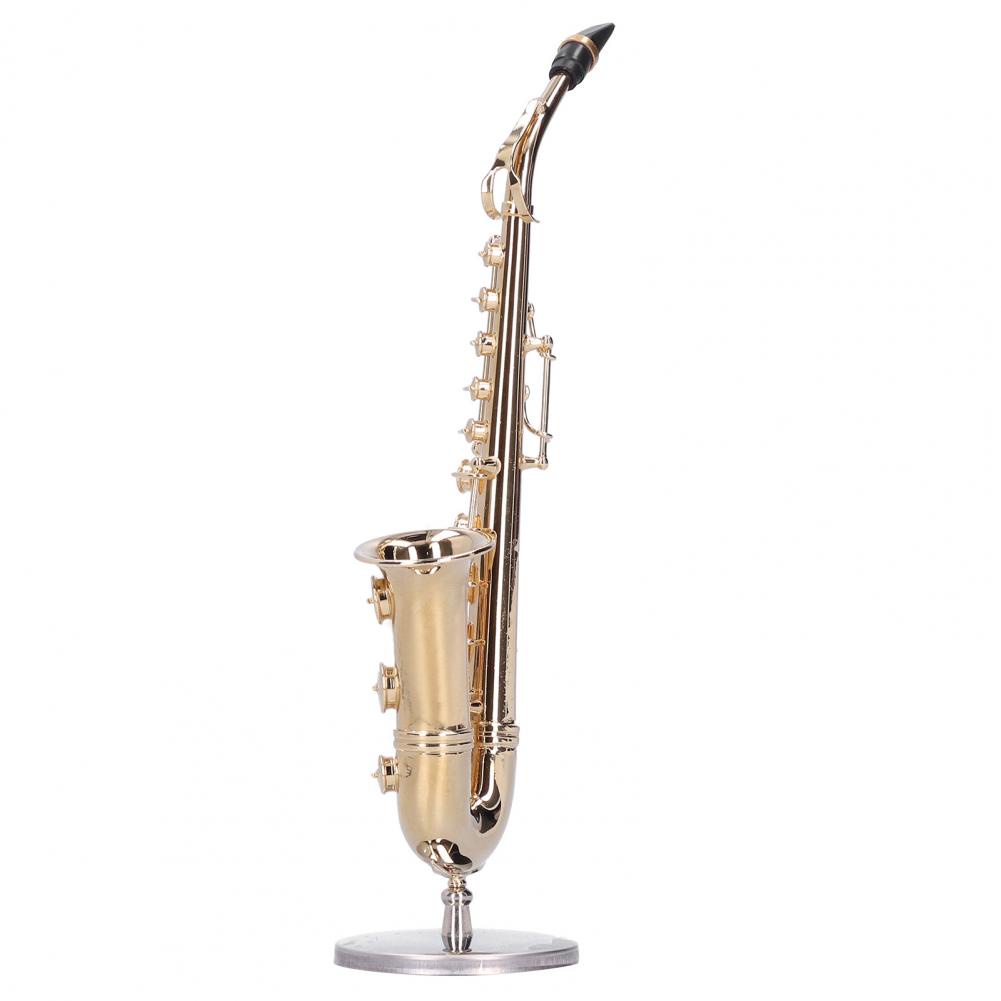 Miniature Copper Saxophone Model With Stand Mini Musical Instrument ...