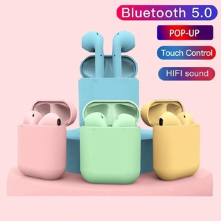 Inpods Tws i12 หูฟังไร้สาย Macaron 8 สีสำหรับ Android และ และระบบอื่นๆ คุณภาพเสียงความเที่ยงตรงสูงพร้อมไมโครโฟน