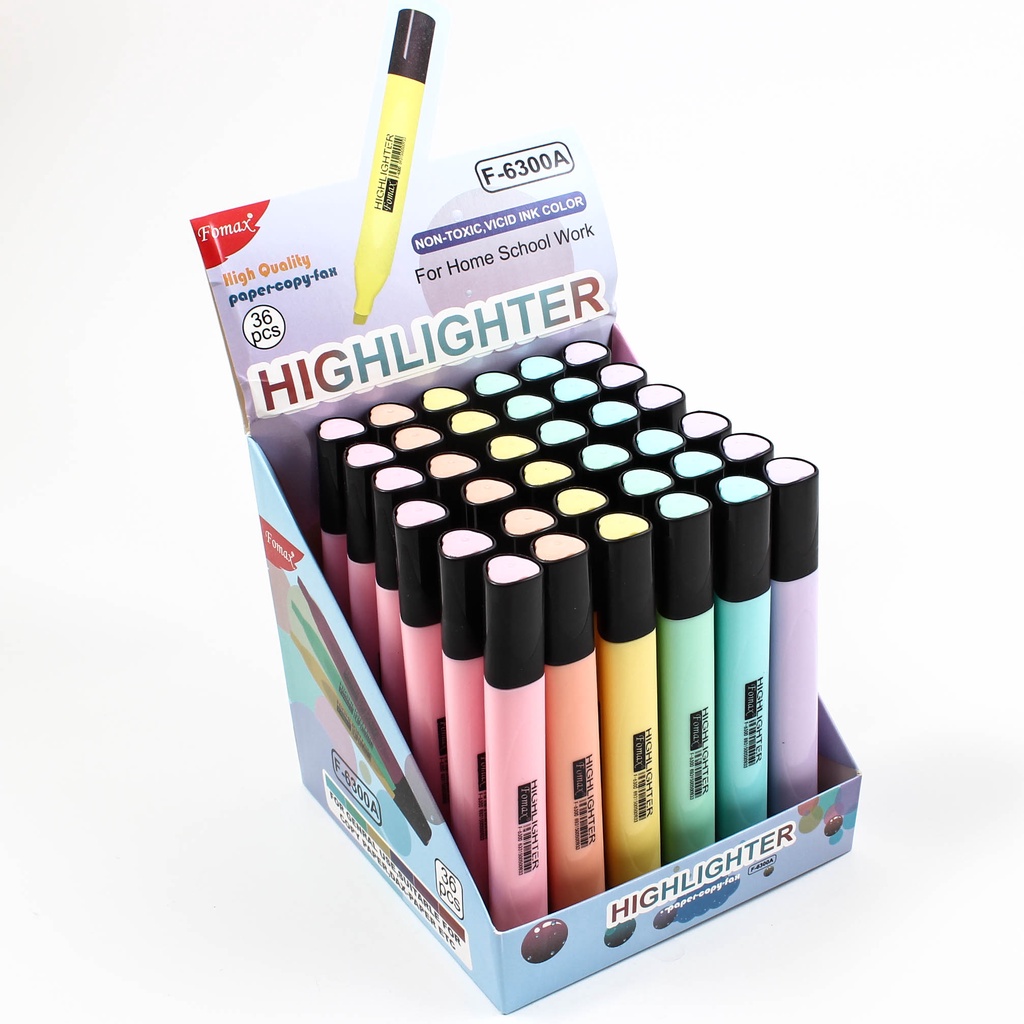 [FOMAX] ปากกาไฮไลท์ เน้นข้อความ F6300A สีสวย Vivid แบบปลอก คุณภาพดี  มี6สีให้เลือก