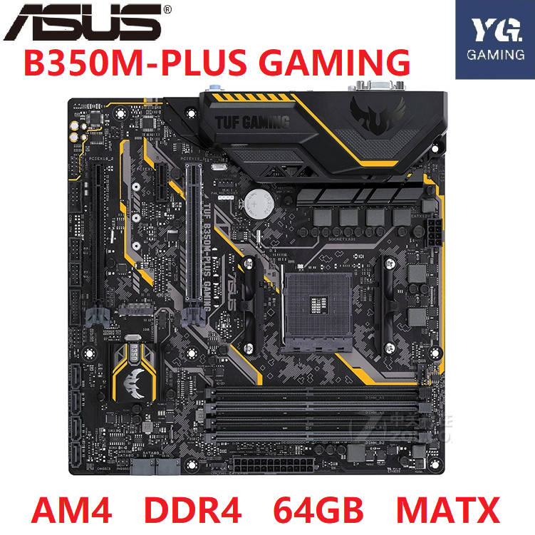 B350M-PLUS GAMING เมนบอร์ดซ็อกเก็ต AM4 DDR4 64GB สําหรับ AMD B350M เดสก์ท็อปเมนบอร์ดใช้เมนบอร์ด