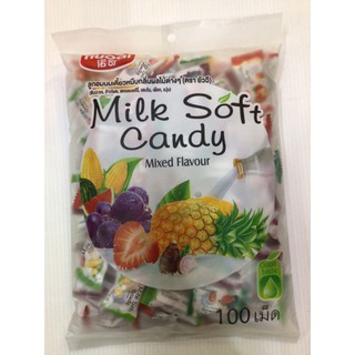 ลูกอมเยลลี่ยัวฉี รสผลไม้รวม Milk soft candy ขนาด 380g( บรรจุ100เม็ด )