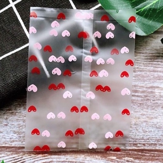 ถุงซีล Mini Heart Collection <3 ถุงพลาสติกรูปหัวใจ Valentine ถุงคุกกี้เทศกาลวาเลนไทน์ มีหลายขนาด