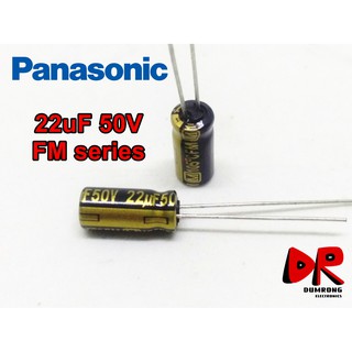 (10 ชิ้น) 22uF 50V FM PANASONIC ตัวเก็บประจุ ออดิโอเกรด ญี่ปุ่น