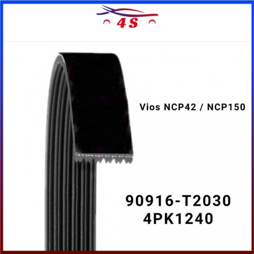 สายพานพัดลม Toyota 4PK1240 สําหรับ Vios NCP42 / NCP150 (90916-T2030)