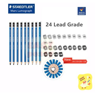 ดินสอ Staedtler รุ่น Mars Lumograph ดินสอเขียนแบบ ความเข้ม EE 9B 8B 7B 6B 5B 4B 3B 2B B HB 9H 8H 7H 6H 5H 4H 3H 2H H F