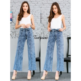 Tan jeans 2012 Made in Thailand ขายาวกระบอกใหญ่ เชือกเล็กตัดปลาย สีฟอกสโนว์ยีนส์