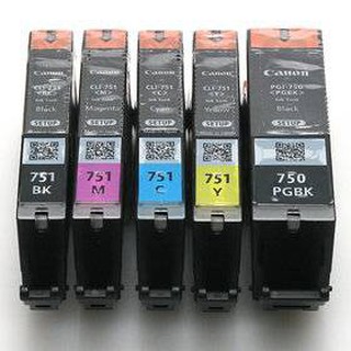 ตลับหมึก Canon 750 PGBK +751 BK C M Y nobox ยกชุด5ตลับ