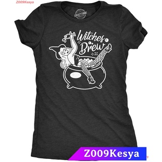 เสื้อยืดผ้าฝ้ายพิมพ์ลาย แขนสั้นโอเวอร์ไซส์Z009Kesya เสื้อยืดสีพื้น Crazy Dog T-Shirts Womens Witches Brew Tshirt Funny H