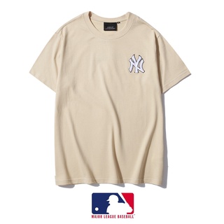 Mlb เสื้อยืดแขนสั้นเนื้อผ้าฝ้ายแฟชั่นพิมพ์ลายสําหรับผู้หญิงและผู้ชายS-5XL