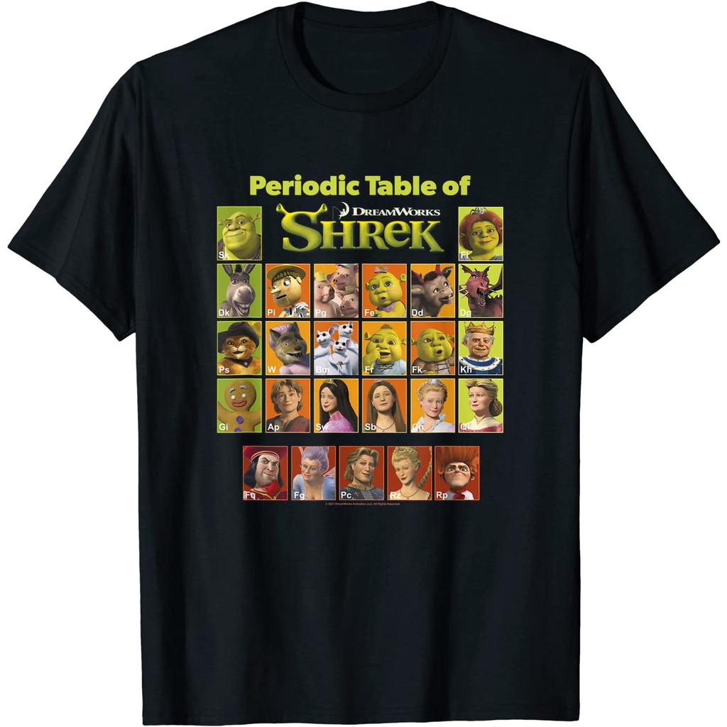 เสื้อยืดวินเทจเสื้อยืดท็อป พรีเมี่ยม พิมพ์ลายตัวอักษร Shrek Periodic Table Of Shrek แฟชั่นสําหรับเด็